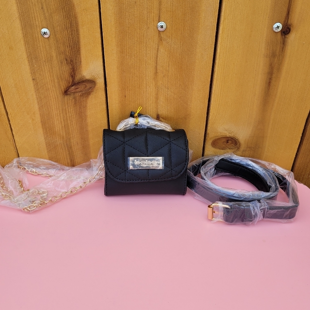 New bebe Los Angeles Camile Micro Fanny Pack Black